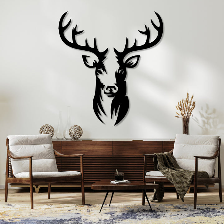 Quadro vazado Eyoka, decoração de parede 3D, quadro 3D "Veado" 60x50cm preto
