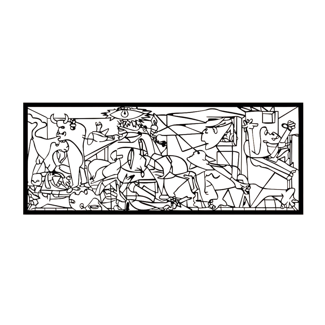 Cuadro calado, decoración mural 3D, cuadro 3D "Guernica de Pablo Picasso" 120x48cm Negro