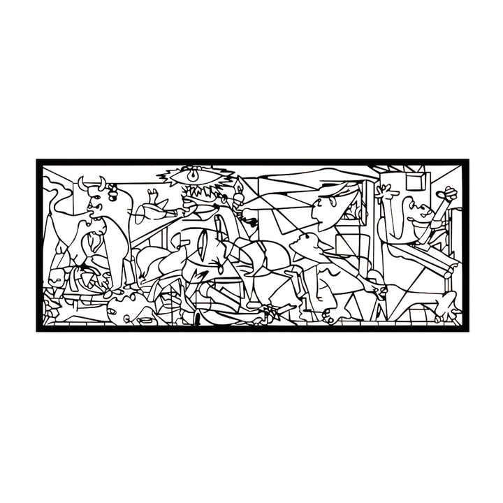 Cuadro calado, decoración mural 3D, cuadro 3D "Guernica de Pablo Picasso" 120x48cm Negro