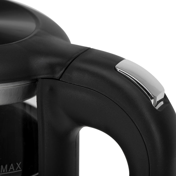 Chaleira elétrica em vidro Adler AD 1305 BS 1,7 L, preta e prateada, controlo de temperatura, visor LED