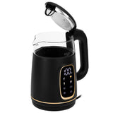 Adler AD 1305 bg Hervidor de vidrio eléctrico 1,7L, Negro y dorado, Control de temperatura, Pantalla LED