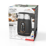 Adler AD 1305 bg Hervidor de vidrio eléctrico 1,7L, Negro y dorado, Control de temperatura, Pantalla LED
