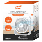 Ventilador de mesa sem fios LTC LXWB16, carregamento USB-C, 4 definições de velocidade, bateria de 2000 mAh