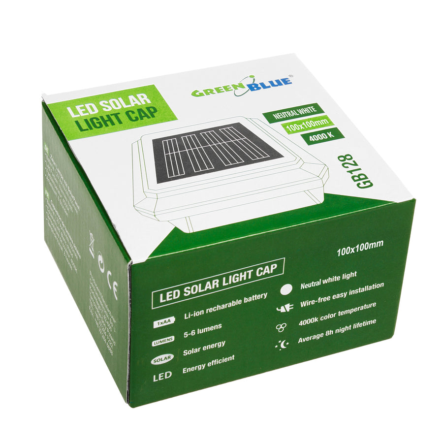 GreenBlue GB128 Solar LED luz del poste, 100x100mm, sobre dosel, 4 piezas