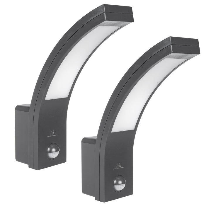Maclean sensor de movimiento Lámpara LED, sensor de movimiento PIR, gris, 10W, IP54, 750lm, blanco neutro (4000K) MCE244 GR, 2 piezas