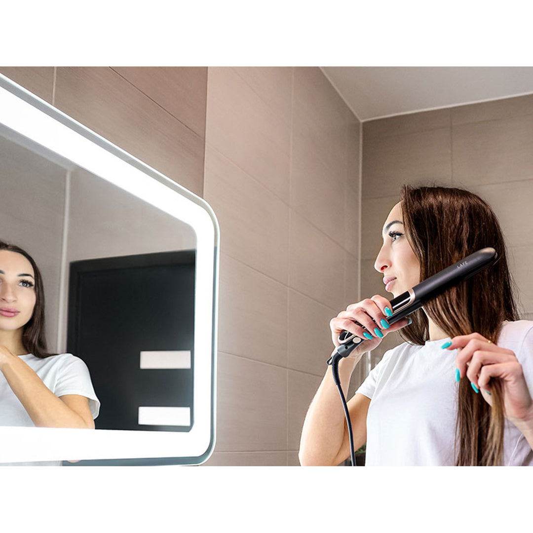 Prancha LAFE com controlo de temperatura, 35 W, revestimento cerâmico, alisadora elegante e brilhante