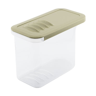 BranQ Contenedor de alimentos, 1l, transparente, tapa verde oliva, Shark