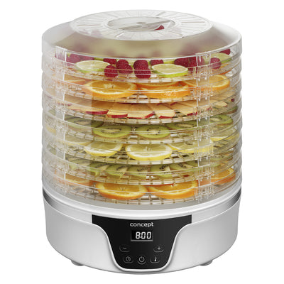 Secador de cogumelos, frutas e ervas Concept, 380 W, 7 peneiras, controlo digital, SO2090