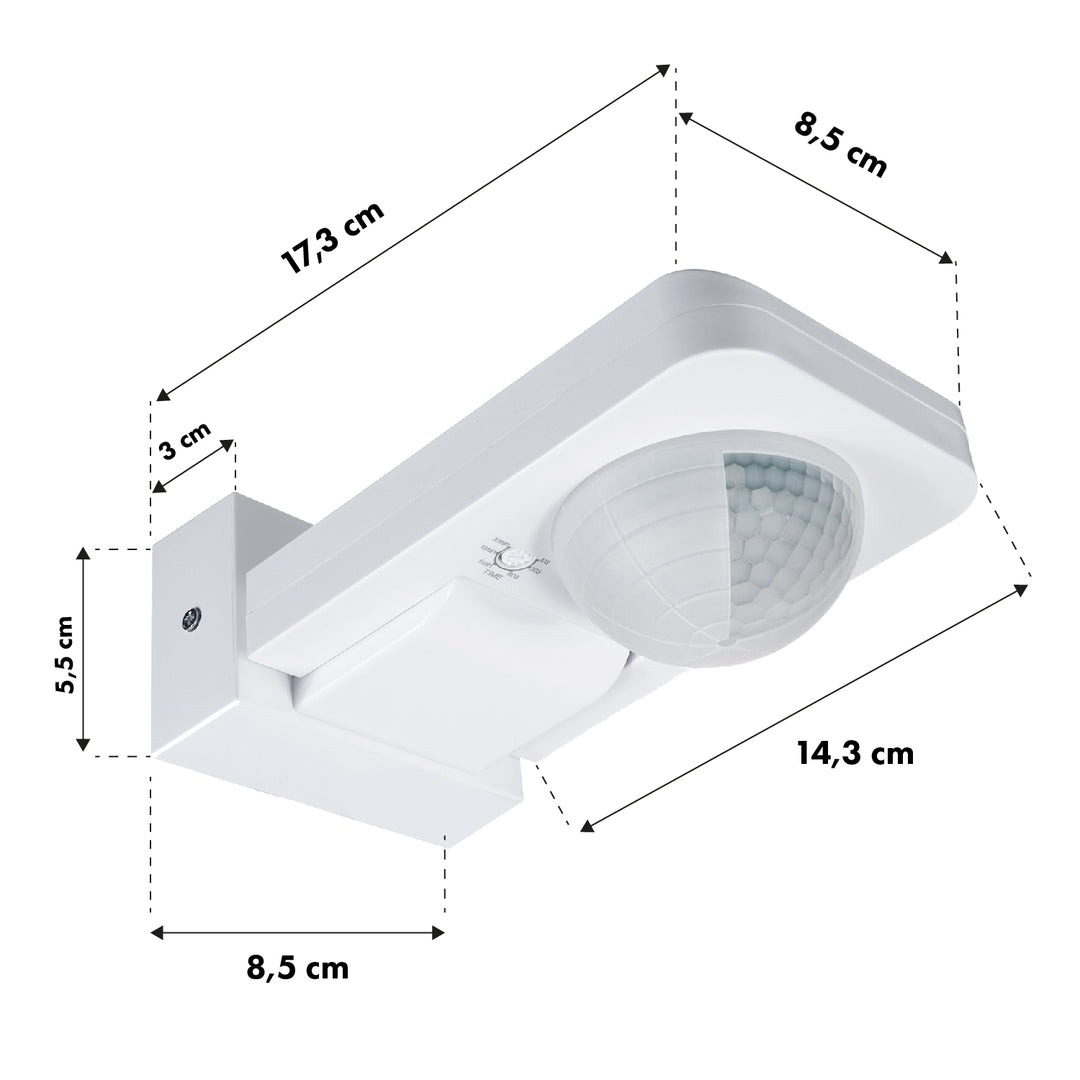 Detector de movimiento Maclean PIR, infrarrojos, IP65, max 2000W, MCE243, 2 piezas