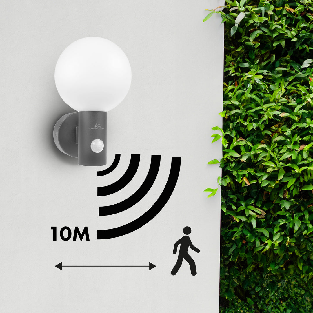 Maclean sensor de movimiento Lámpara LED, sensor de movimiento PIR, gris, 15W, IP65, 1600lm, blanco neutro (4000K) MCE515 GR, 2 piezas