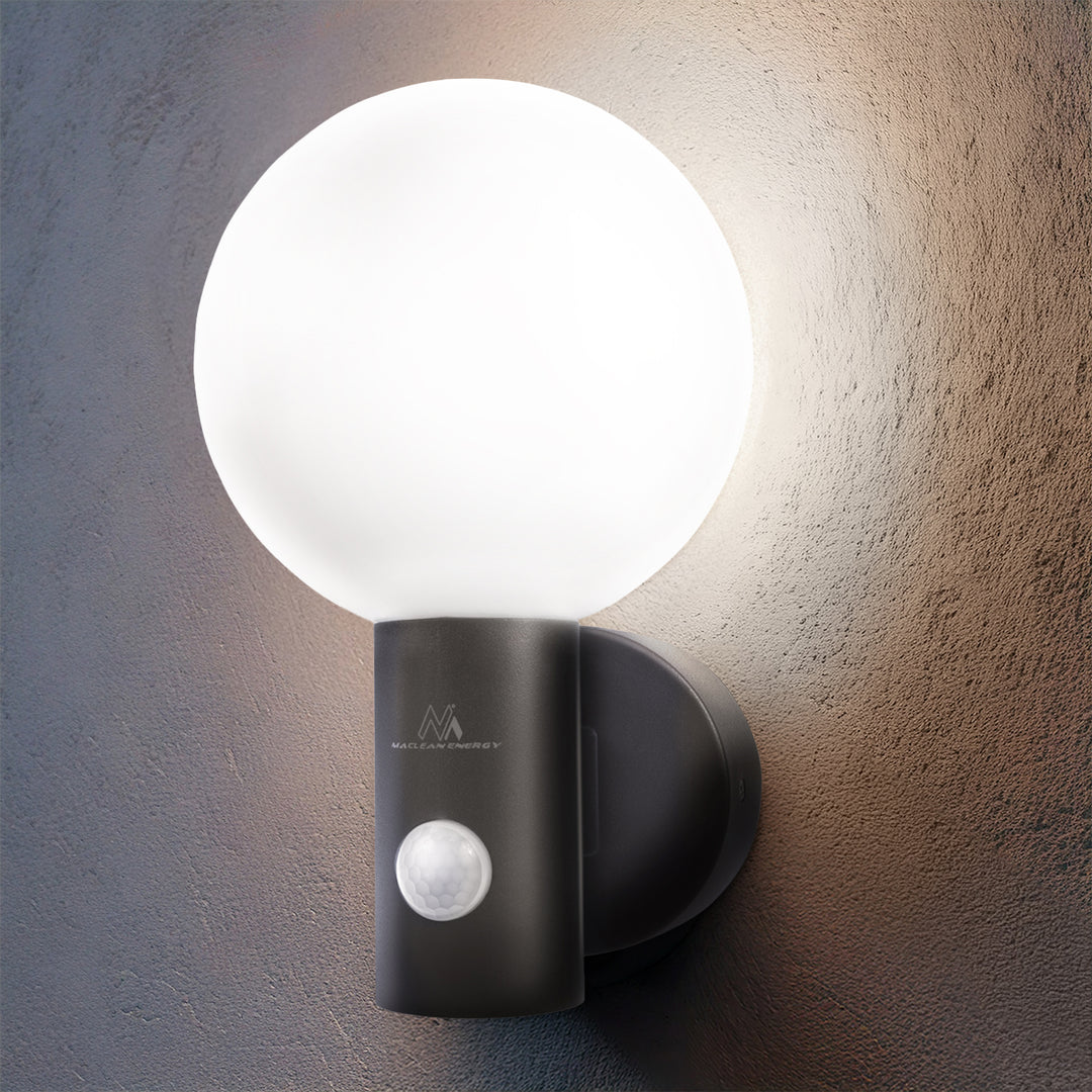 Maclean sensor de movimiento Lámpara LED, sensor de movimiento PIR, gris, 15W, IP65, 1600lm, blanco neutro (4000K) MCE515 GR, 2 piezas