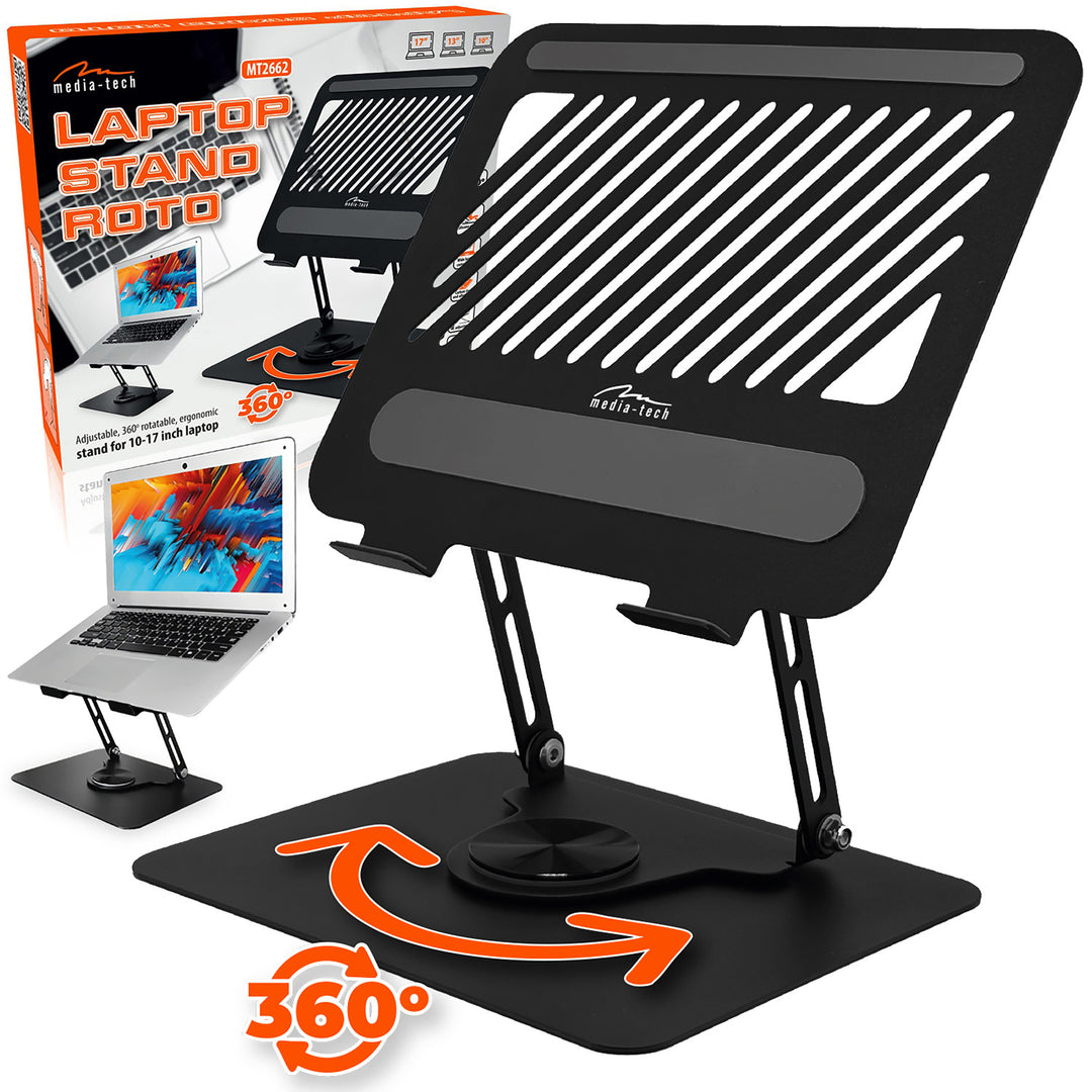 Media-Tech MT2662 Soporte ergonómico ajustable y giratorio para portátil 10-17