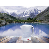 Chaleira elétrica Lafe, turística, 600W, capacidade 0,6l, 2 chávenas, 2 colheres, branca, escandinava