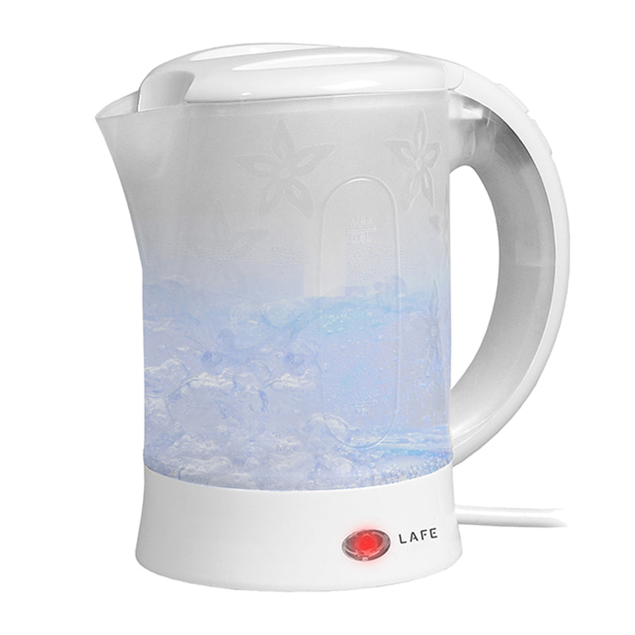 Chaleira elétrica Lafe, turística, 600W, capacidade 0,6l, 2 chávenas, 2 colheres, branca, escandinava