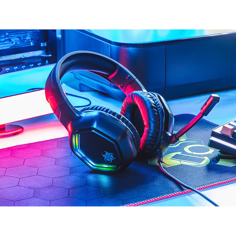 Tracer Auriculares para juegos, retroiluminación RGB, micrófono plegable, Gamezone GZ X3