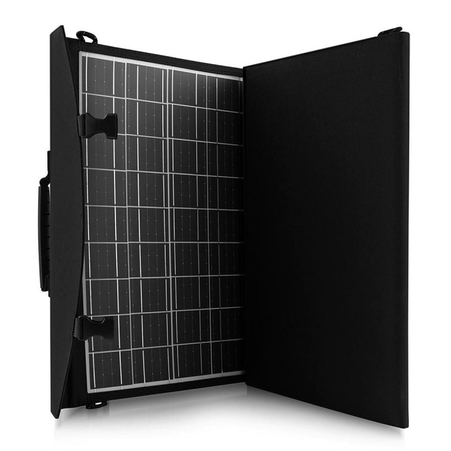 Panel solar, cargador, 60W, 2 puertos USB, negro y naranja, A06