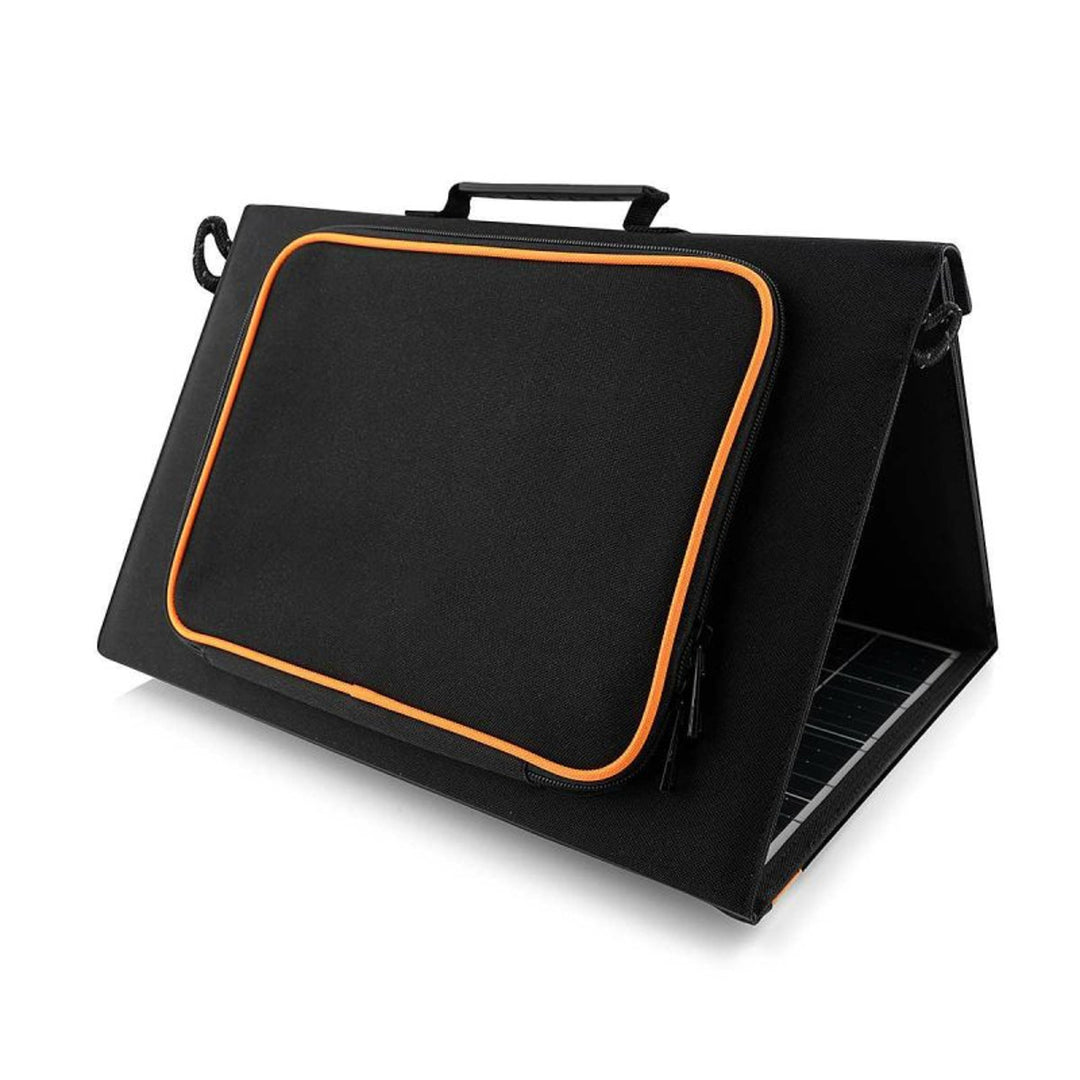 Panel solar, cargador, 60W, 2 puertos USB, negro y naranja, A06