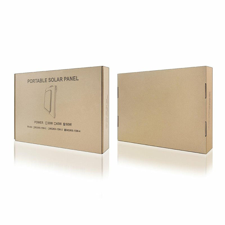 Panel solar, cargador, 60W, 2 puertos USB, negro y naranja, A06