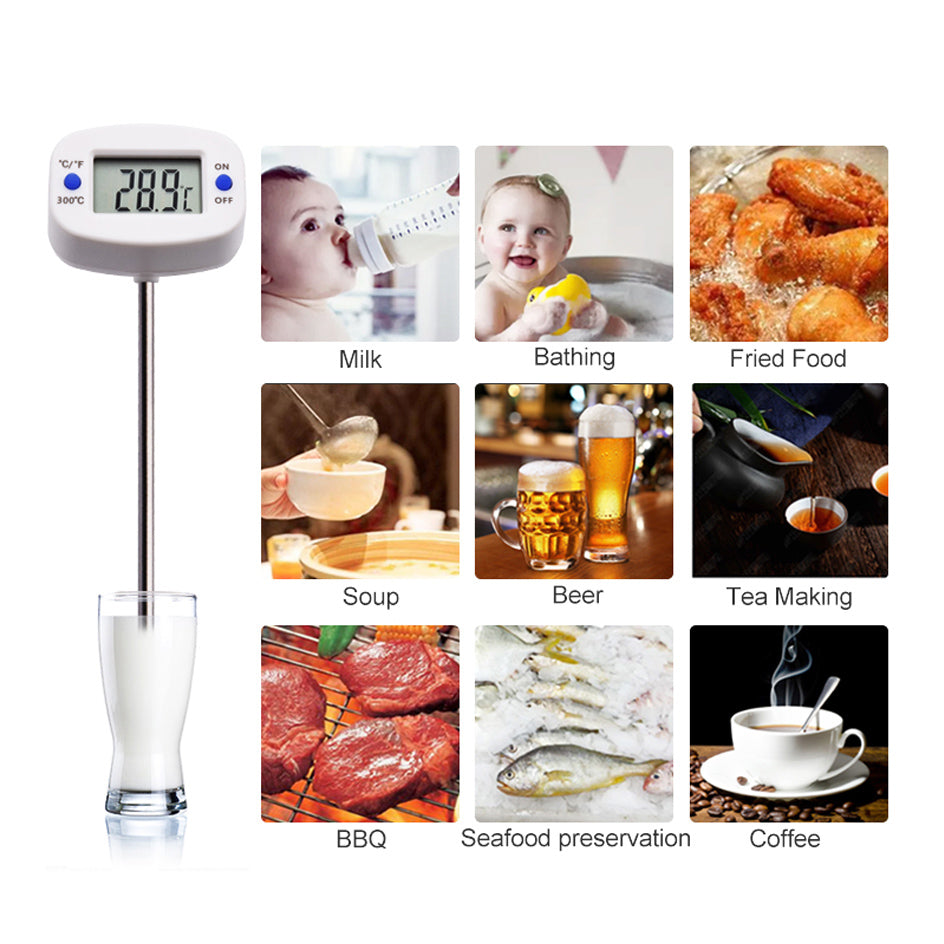 Termómetro/sonda para alimentos, VerdeAzul, longitud de la sonda 15 cm, rango de temperatura -50°C a +300°C., precisión 0,1°C, GB382, 3 piezas