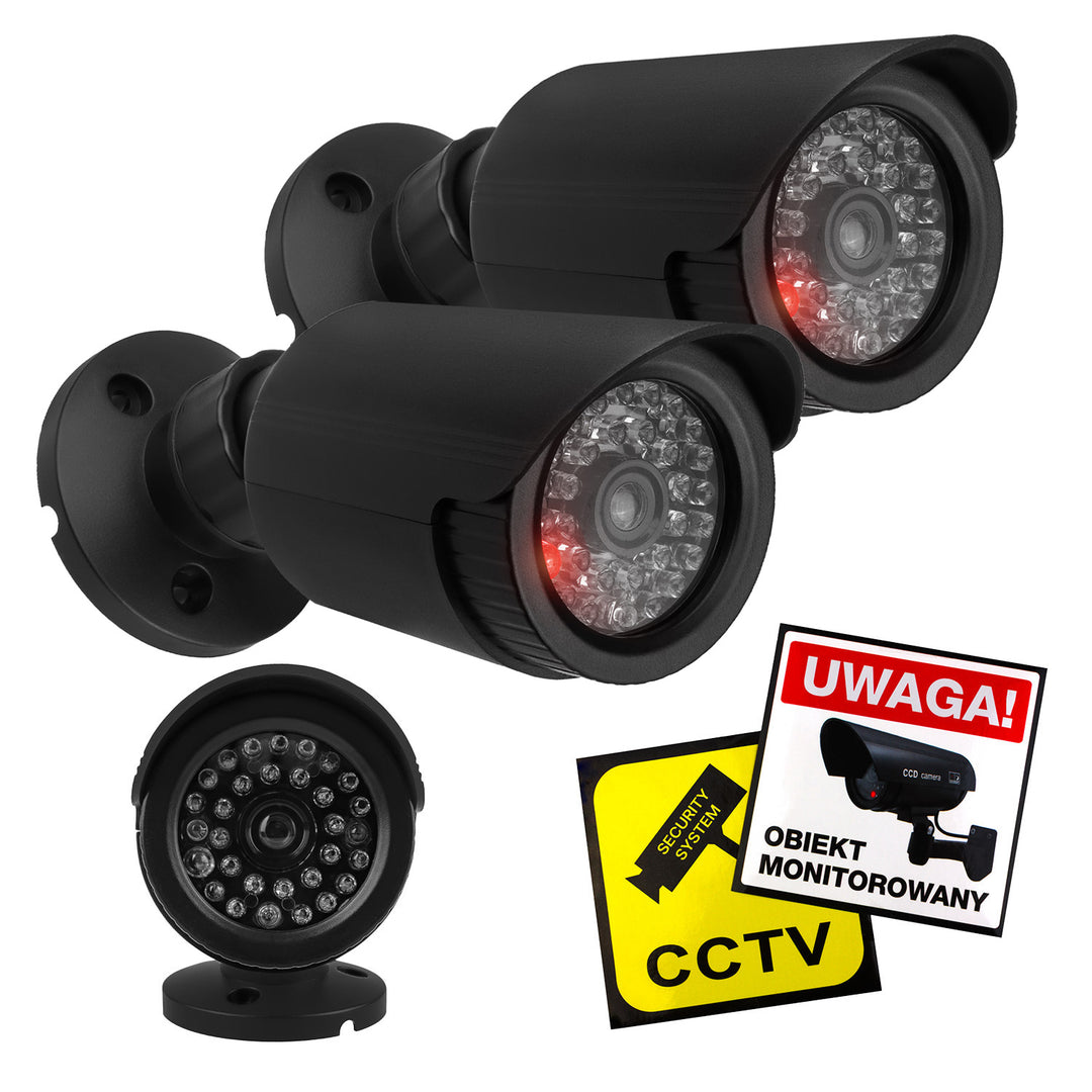 Juego de dos cámaras tubulares falsas, diodos IR LED, negras, alimentación 2xAA (no incluidas), ABS, IR1800 BT
