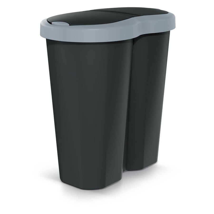 Papelera Compacta R Duo, gris/negro, capacidad 40L, un compartimento, dos tapas, NDRF40-429U_S411