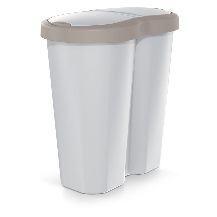 Papelera Compacta R Duo, marrón/achemira, capacidad 40L, un compartimento, dos tapas, NDRF40-WG5C_427C