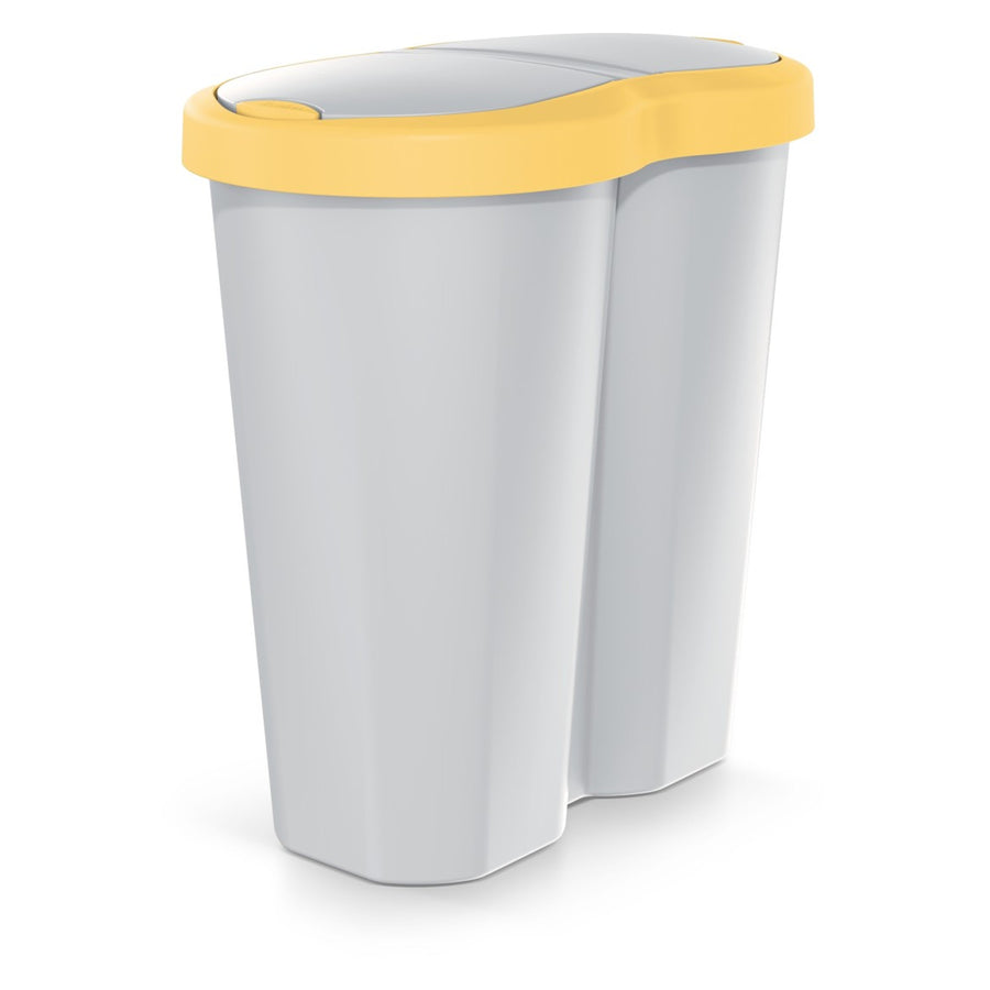 Papelera Compacta R Duo, amarillo/ceniza, capacidad 40L, un compartimento, dos tapas, NDRF40-1215C_427C