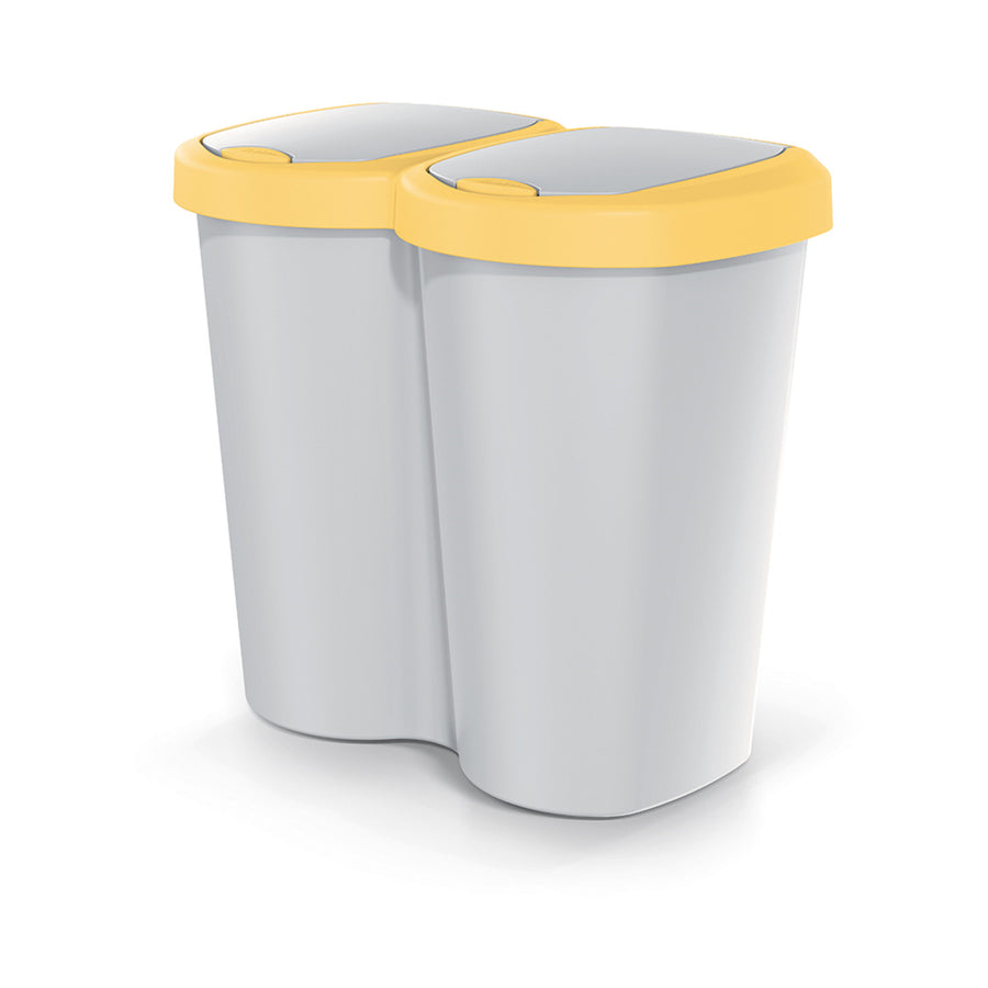 Cubo de basura Compacta B Duo, amarillo/cachemira, capacidad 40L, un compartimento, dos tapas, versión para montaje en pared, NDBS40-1215C_427C