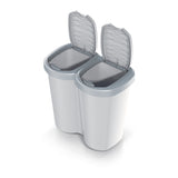 Papelera Compacta B Duo, gris/gris ceniza, capacidad 40L, un compartimento, dos tapas, versión para montaje en pared, NDBS40-429U_427C