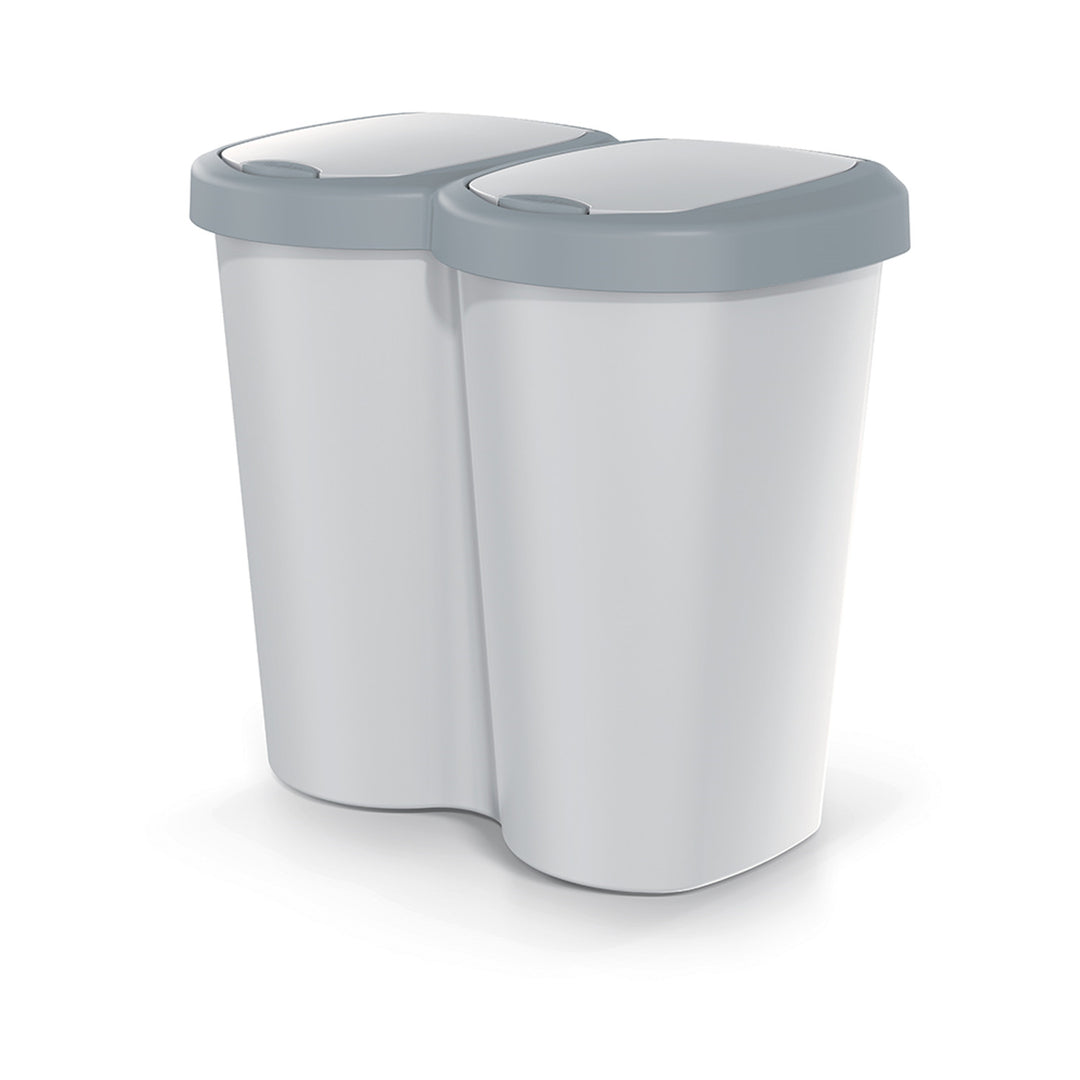 Papelera Compacta B Duo, gris/gris ceniza, capacidad 40L, un compartimento, dos tapas, versión para montaje en pared, NDBS40-429U_427C