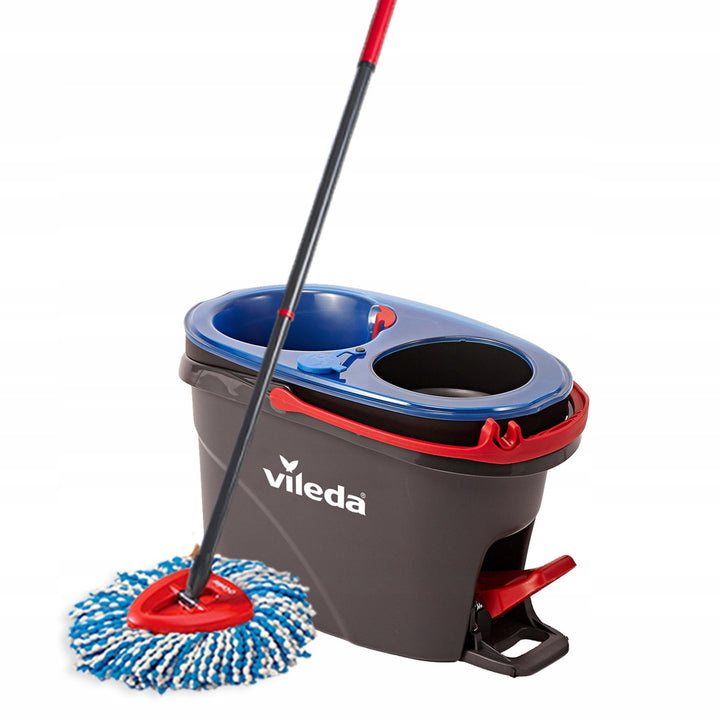 Mopa rotativa Vileda, dos cámaras, sistema de centrifugado, barra plegable, fácil limpieza de esquinas, turbo H2prO + cartucho extra