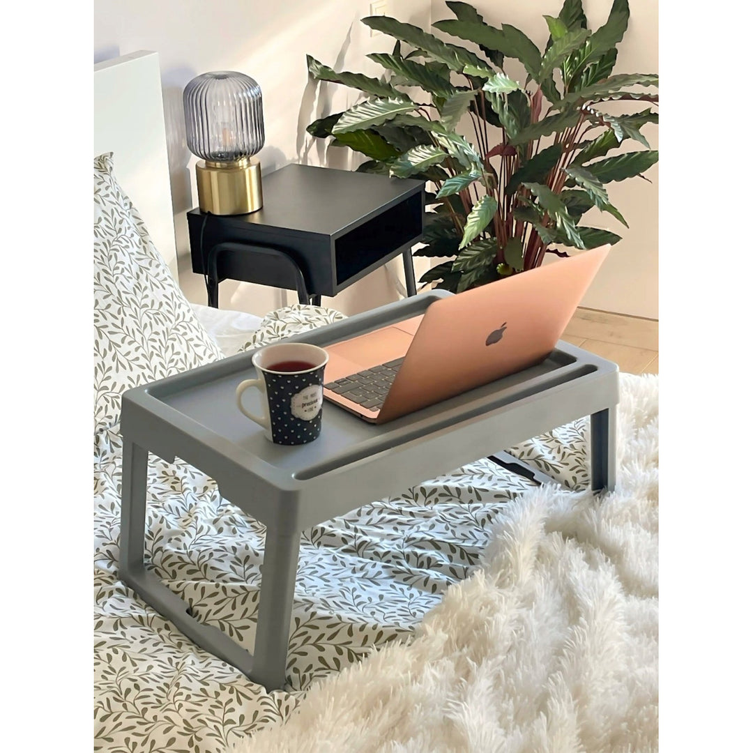 Práctica mesa plegable, portátil, para cama de jardín, bandeja de desayuno, color capuchino, 56120722