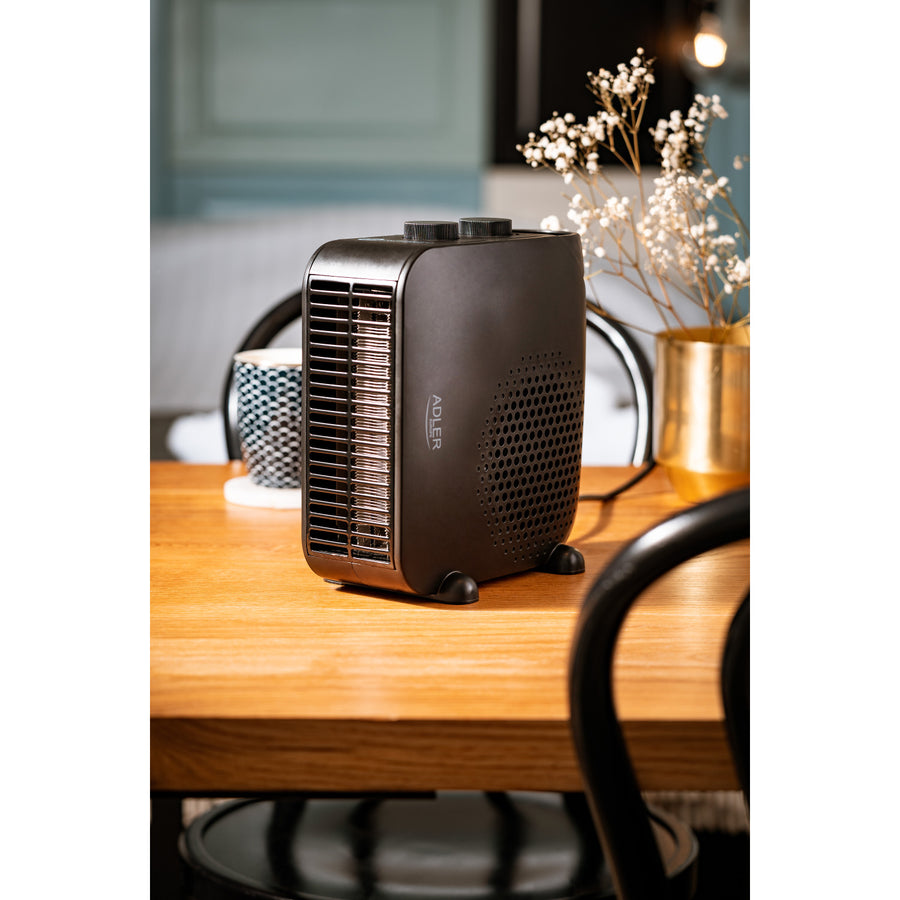 Termoventilador Adler, 2 niveles de potencia, máx. 2000 W, termostato, negro, AD 7725