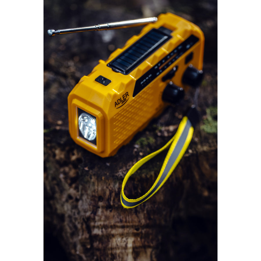 Radio solar Adler, batería recargable de 1200 mAh, linterna, manivela, AD 1197