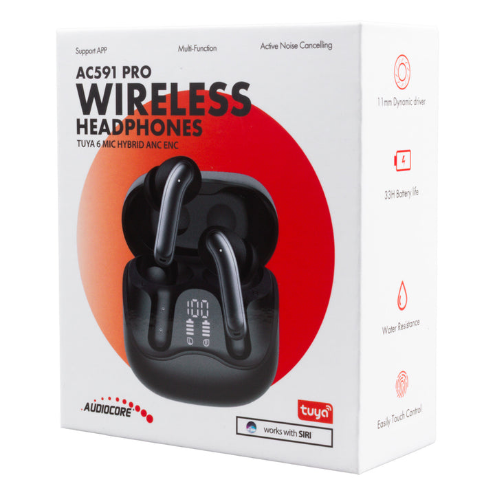 Auriculares inalámbricos Audiocore, híbridos ANC, ENC, 6 micrófonos, estuche de carga, Tuya, AC591 PRO