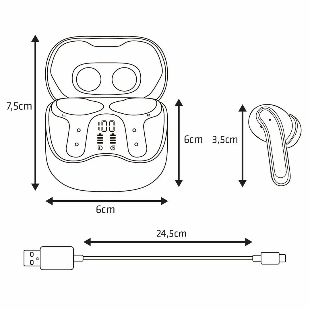 Auriculares inalámbricos Audiocore, híbridos ANC, ENC, 6 micrófonos, estuche de carga, Tuya, AC591 PRO