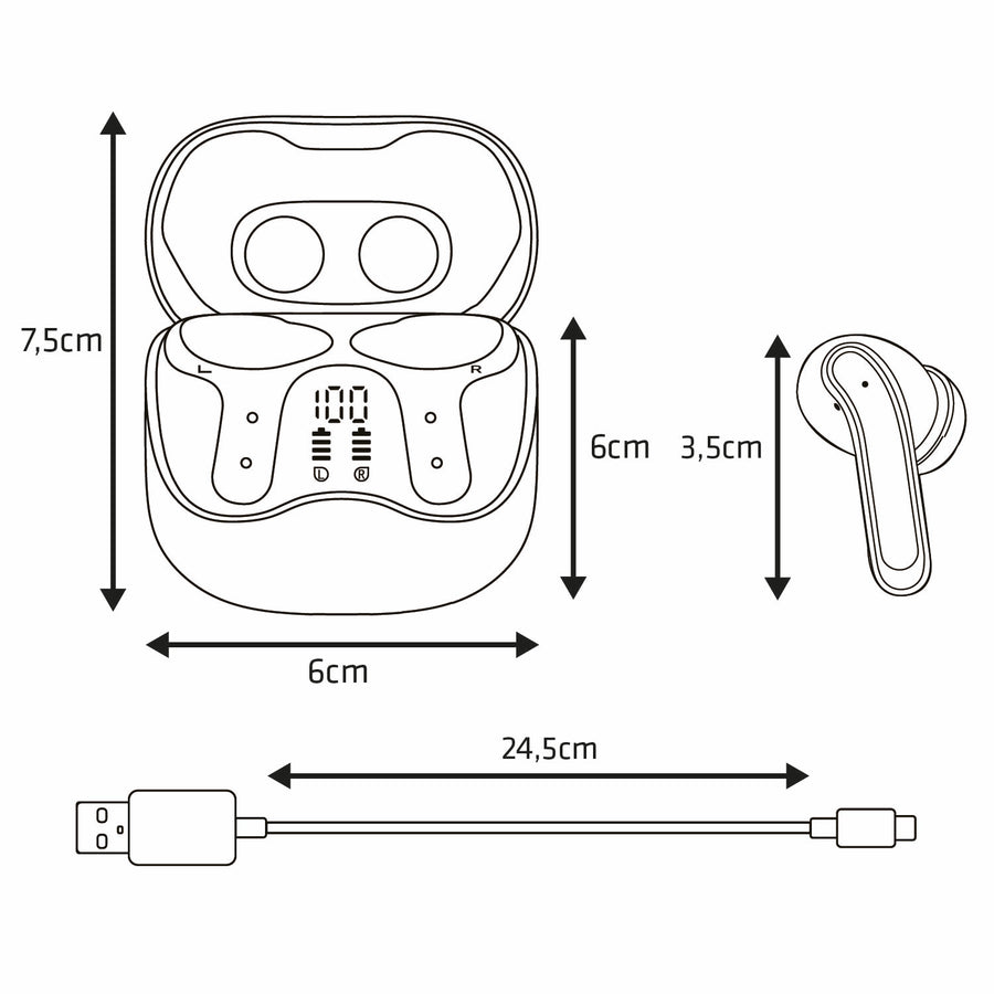 Auriculares inalámbricos Audiocore, ANC híbrido, ENC, 6 micrófonos, estuche de carga, Tuya, AC591 PRO