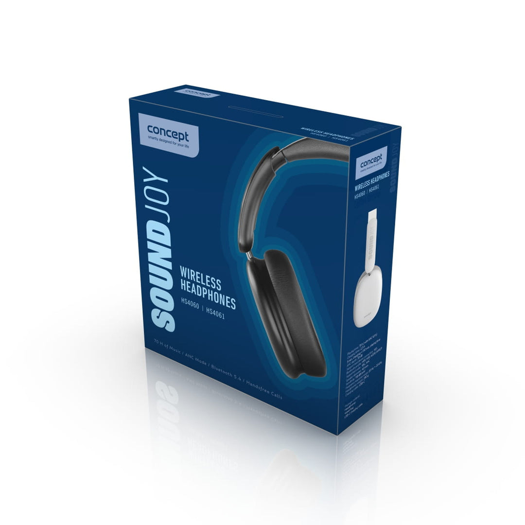 Auriculares intrauditivos inalámbricos Concept SoundJoy, hasta 70 horas de reproducción, Bluetooth 5.4, carga rápida, cancelación activa del ruido hasta 33 dB, blanco, HS4061