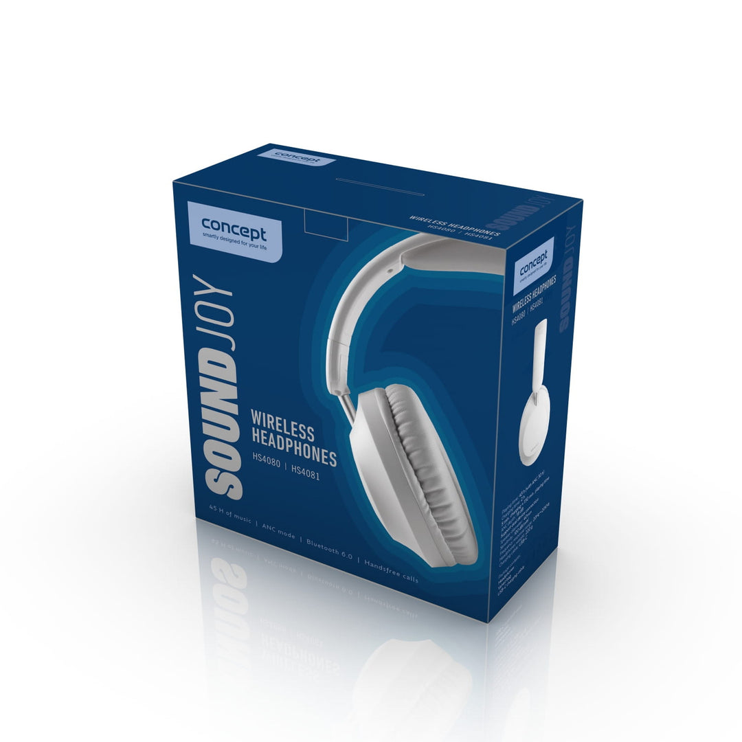 Auriculares intrauditivos inalámbricos Concept SoundJoy, hasta 45 horas de reproducción, Bluetooth 6.0, carga rápida, cancelación activa del ruido hasta 18 dB, negro, HS4080