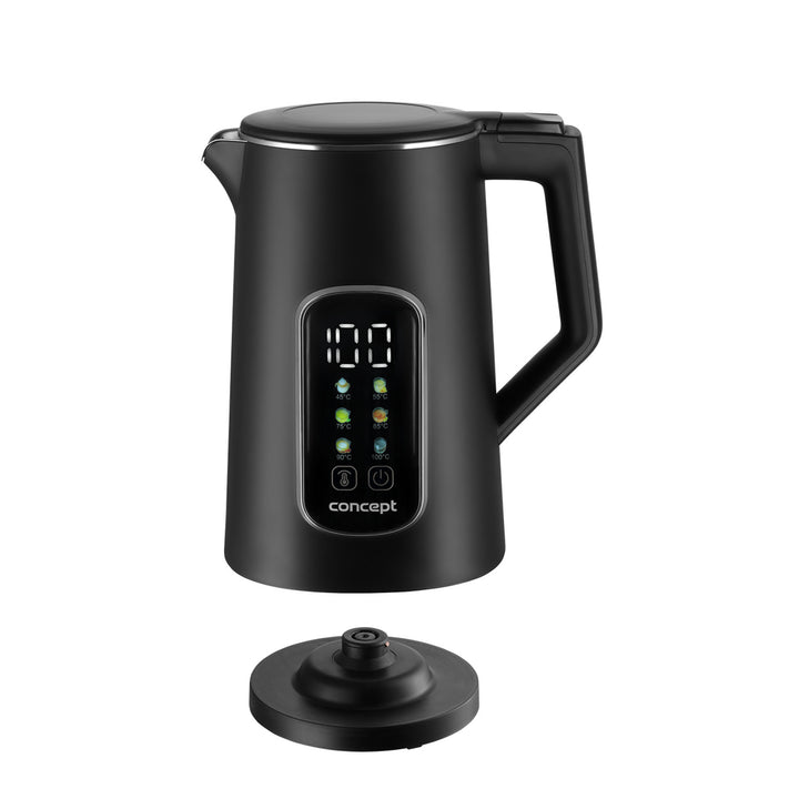 Concept RK3385 Hervidor eléctrico, 1,7L, control de temperatura, pantalla LED, superficie Cool touch, indicador de nivel de agua