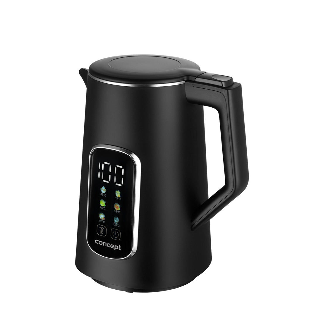 Concept RK3385 Hervidor eléctrico, 1,7L, control de temperatura, pantalla LED, superficie Cool touch, indicador de nivel de agua