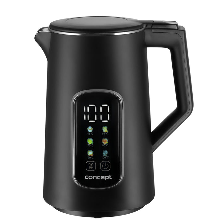 Concept RK3385 Hervidor eléctrico, 1,7L, control de temperatura, pantalla LED, superficie Cool touch, indicador de nivel de agua