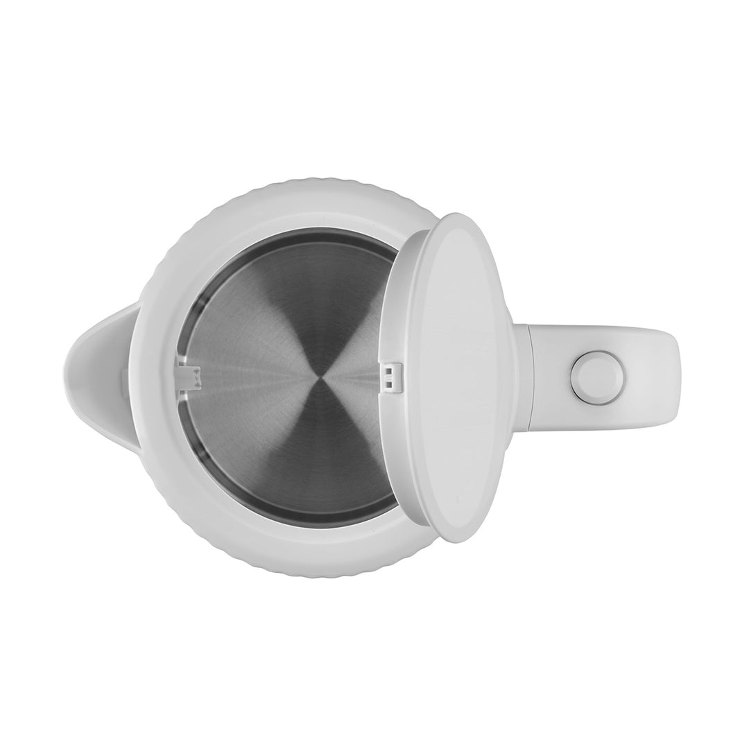 Concept RK2390 Hervidor eléctrico de plástico, 1,7L, diseño estriado, triple sistema de seguridad, filtro de sedimentos, indicador de nivel de agua, blanco