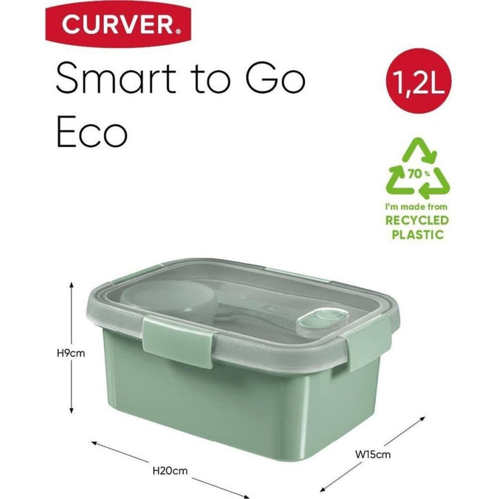 Curver Recipiente para alimentos, tapa hermética, válvula en la tapa, 100% reciclado, apto para microondas, 250003