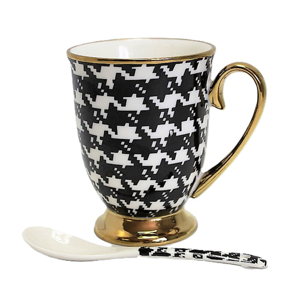 Taza Pepite Oro Mango Base Cuchara Porcelana Exclusiva, Reina Isabel