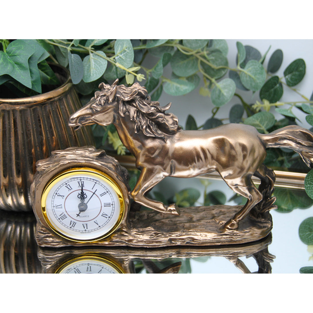 Figurita Caballo Galopante, Reloj, Decoración de Mesa Marrón, Reina Isabel