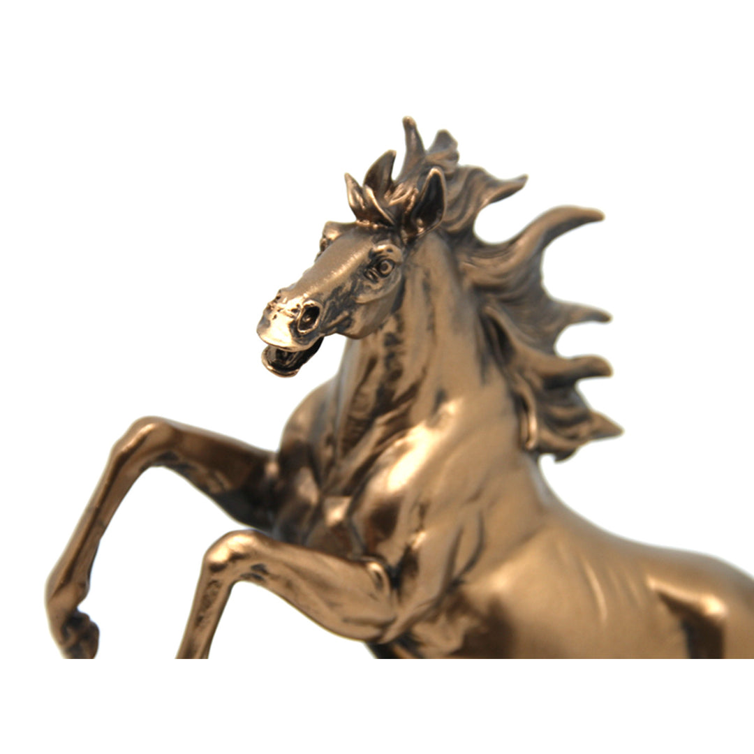 Estatuilla caballo saltando, reloj, decoración bronce, Reina Isabel