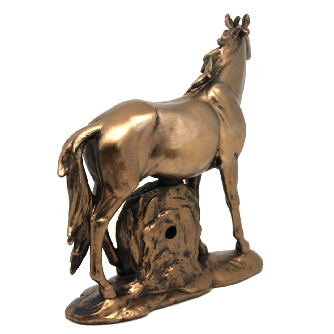 Estatuilla de caballo de pie, reloj, escultura decorativa de bronce, Reina Isabel