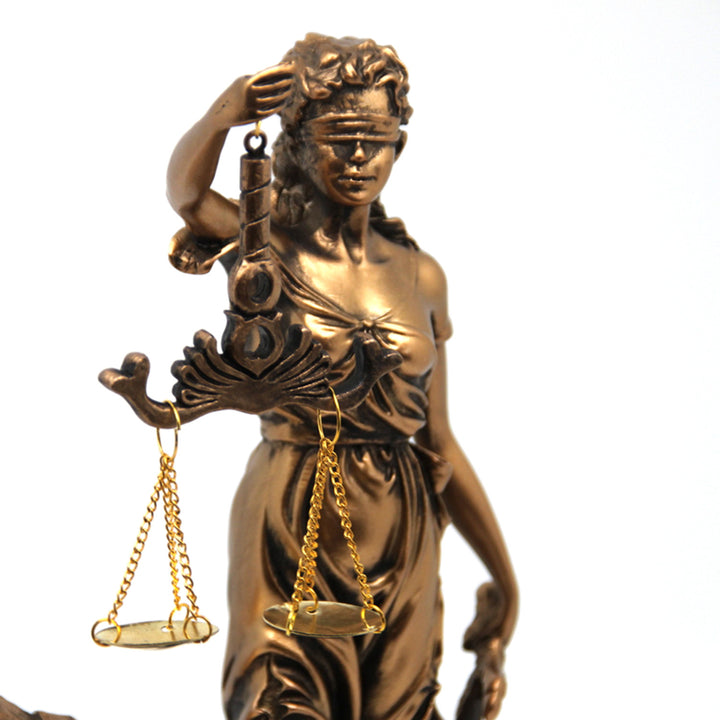 Figurilla de Temida Diosa de la Justicia, reloj, Reina Isabel