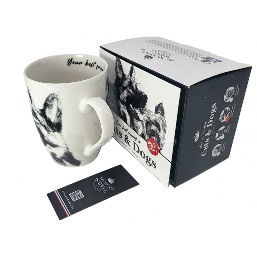 Taza de porcelana Reina Isabel, Pastor alemán, 350ml, Q1-05232